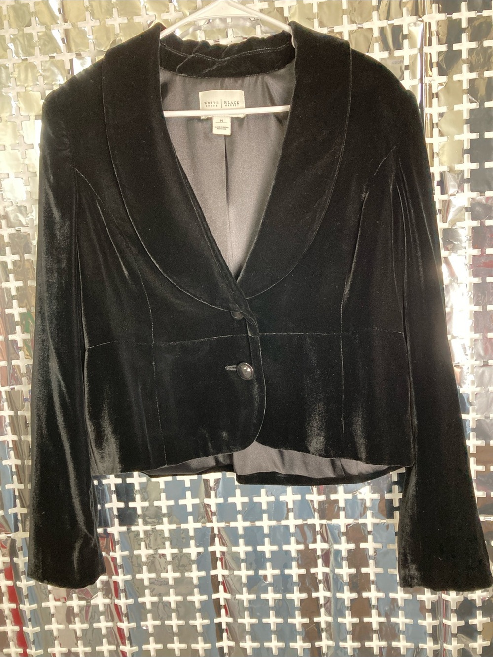 White House Black Market Black Velvet Cropped Blazer